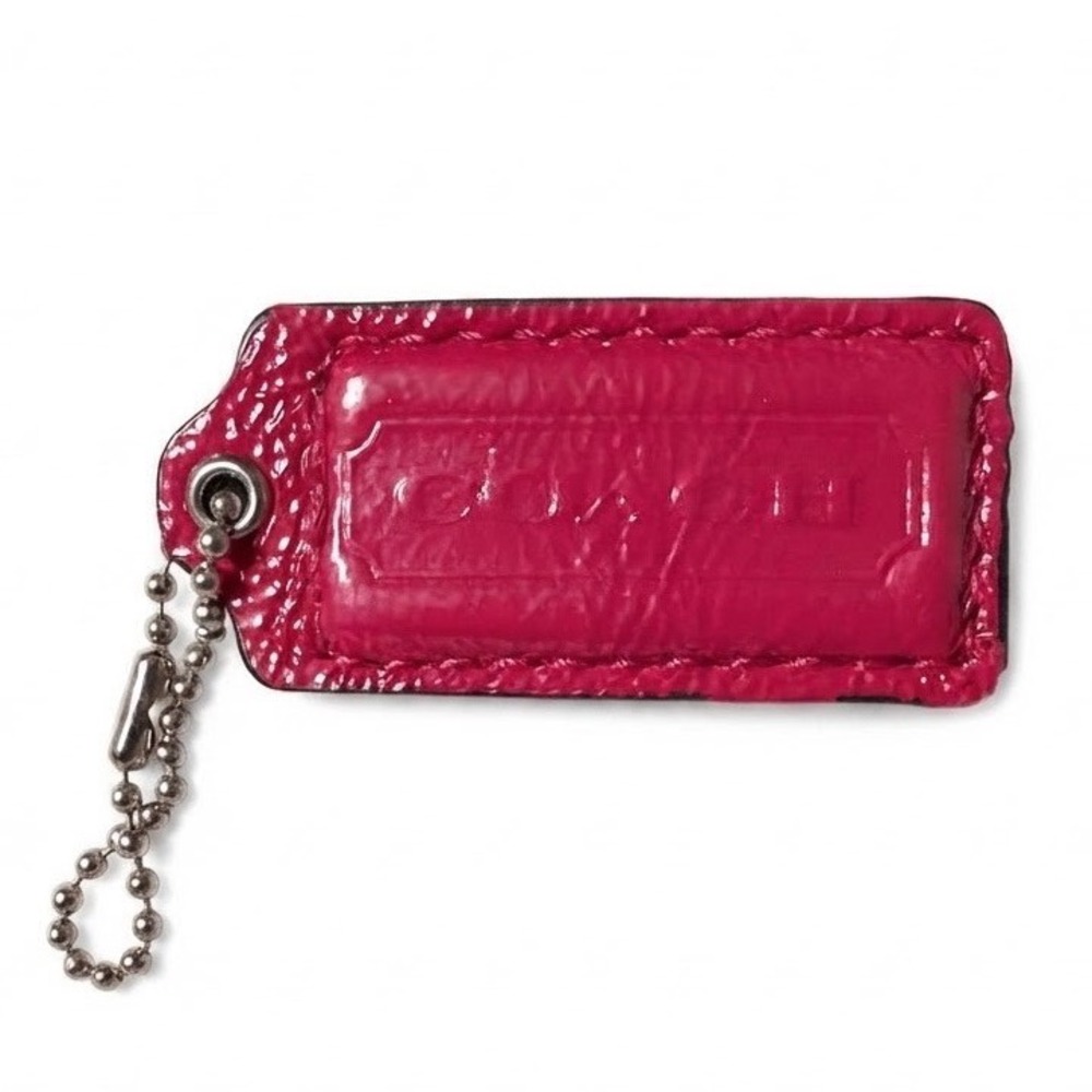 Coach Magenta Pink Patent Leather Handbag Hangtag Charm Replacement Small Silver